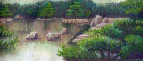 Japanese Garden, pastel, ©Patty Koenigsaecker